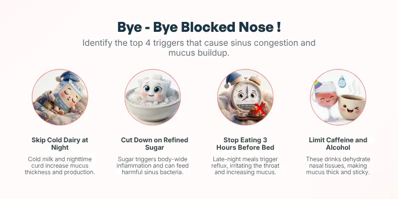 Foods to Avoid for Sinusitis - Top 4 triggers that causw sinus congestion and mucus buildup
